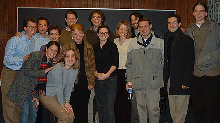 Leaning: Ashley, Sarah.  Standing: Thaddeus, Brian, Paola, Scott, Sheila, Will, Amanda, Kerri, Eli, Marshall, Joshua, and Kelly.
