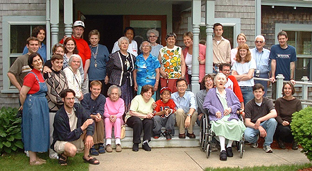 Duxbury summer vacation. Standing: Marshall, Paola, Laura, Yelena, Kerri, Joy, Winnie, Ed, Diane, Sophie, Ada, Adrienne, Betty, Margie, Dee, Joshua, Laurie, Betsy, Anatoly, Brad. Seated: Eli, Dave, Gertie, Janet, Lucas, Brian, Will, Evelyn, Thaddeus, Chris, Madaline.