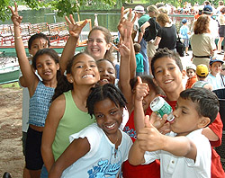Boston School of Peace field trip to Boston Common: Leobel, Laura, Jazz, Liz, Mariama, Contessa, Penelope, Lukas, and Chrismelin